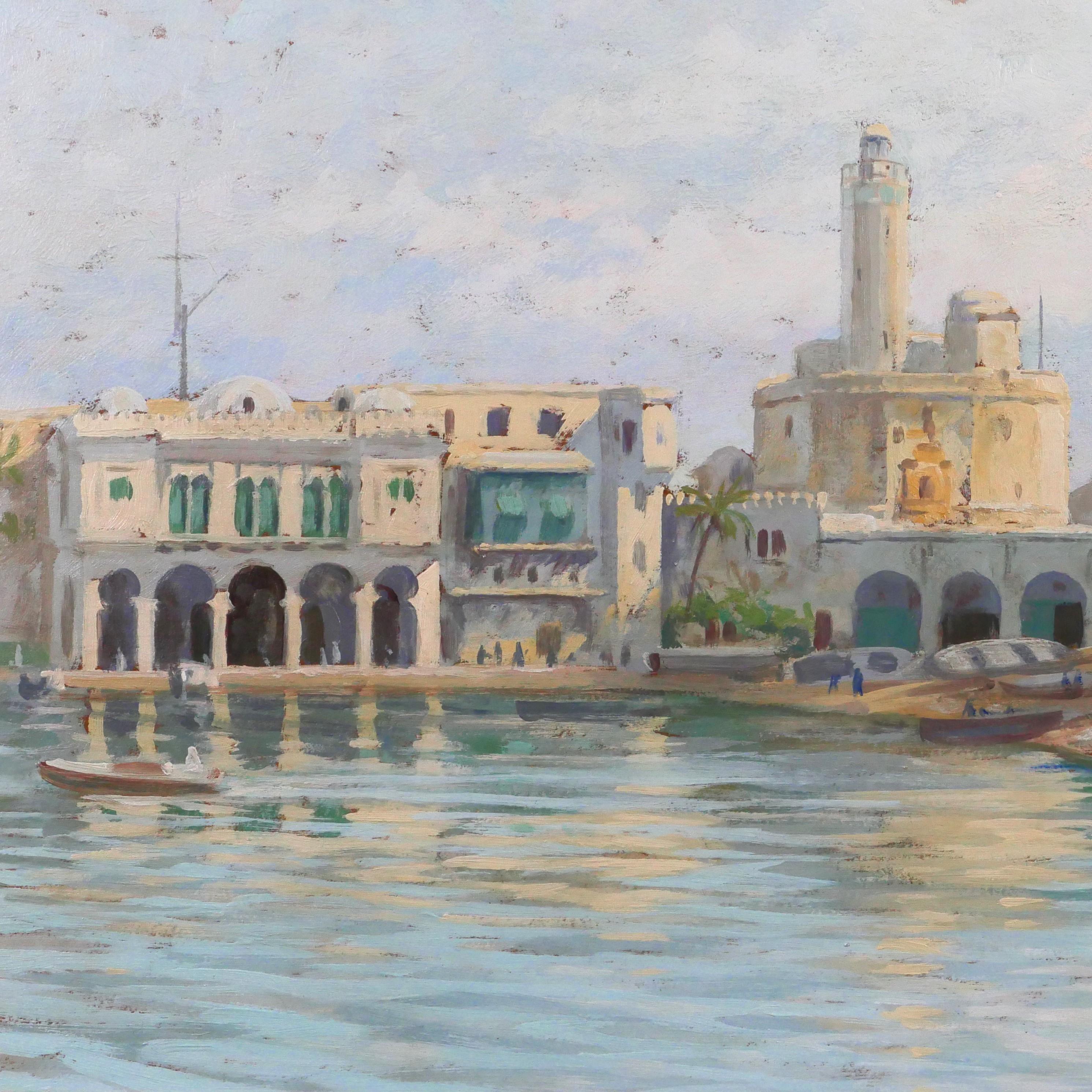En Algérie, l'amiralté d'Alger, paysage orientaliste - Painting de Benjamin Sarraillon