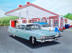 Bois de feuillus Cadillac, peinture, acrylique sur panneau de MDF