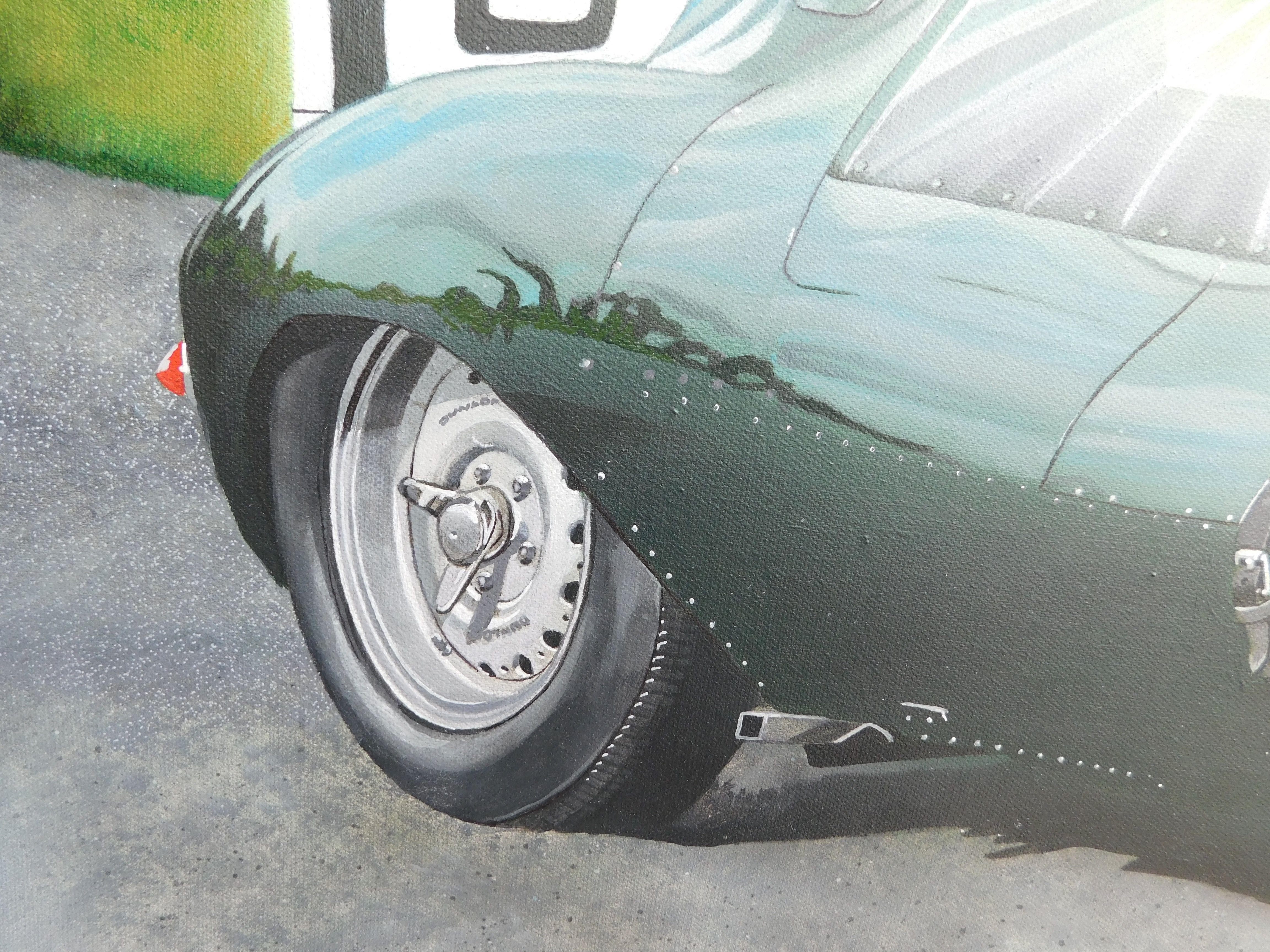 Jaguar D Typ, Gemälde, Acryl auf Leinwand (Fotorealismus), Painting, von Benjamin Self