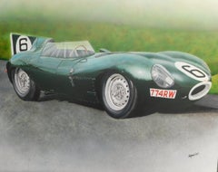 Jaguar D Type, Painting, Acrylic on Canvas