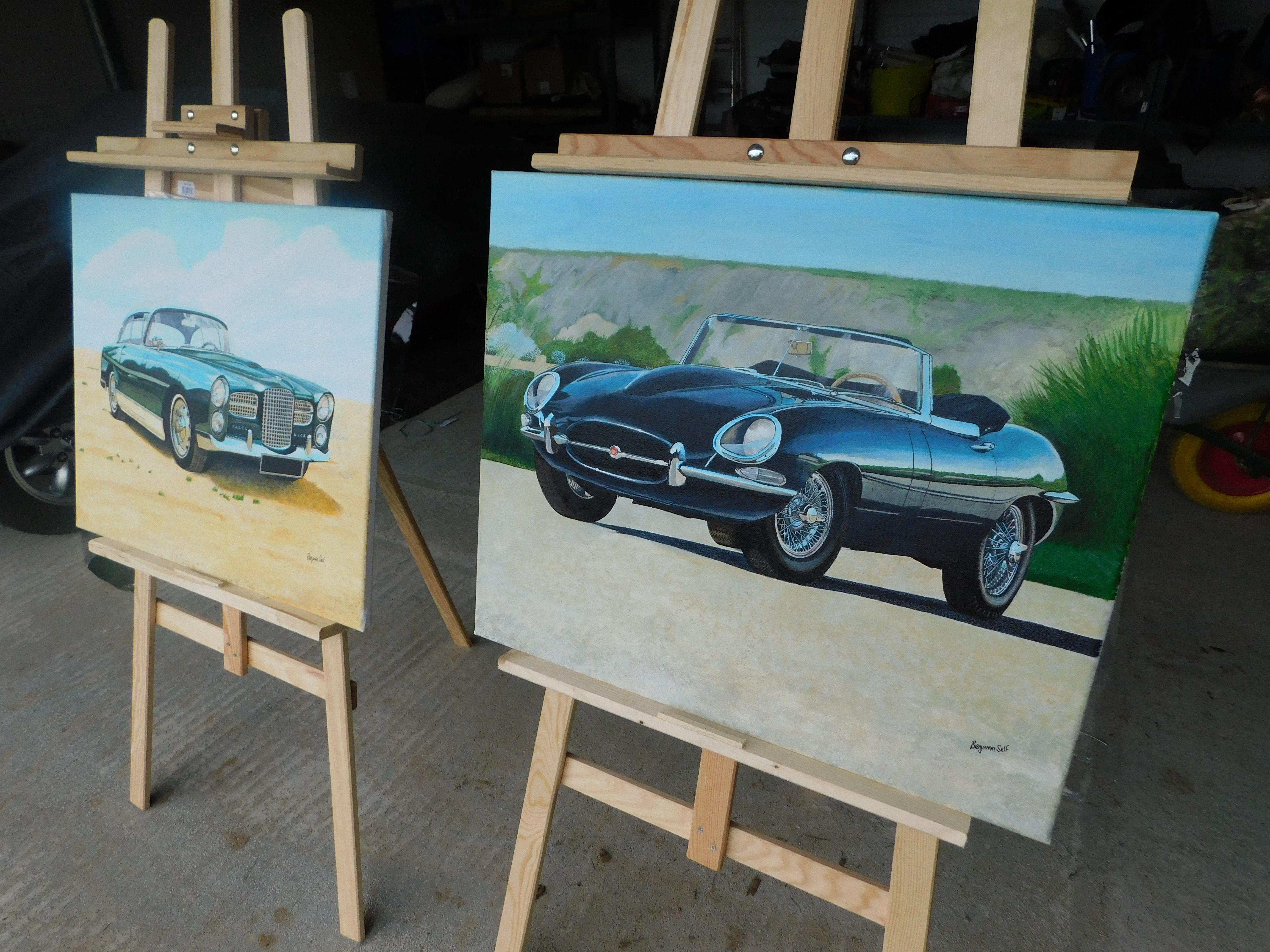 Jaguar E Typ S1 dhc, Gemälde, Acryl auf Leinwand im Angebot 1