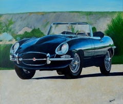 Jaguar E Type S1 dhc, Painting, Acrylic on Canvas