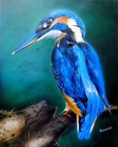 Kingfisher painting, Painting, Acrylic on Canvas