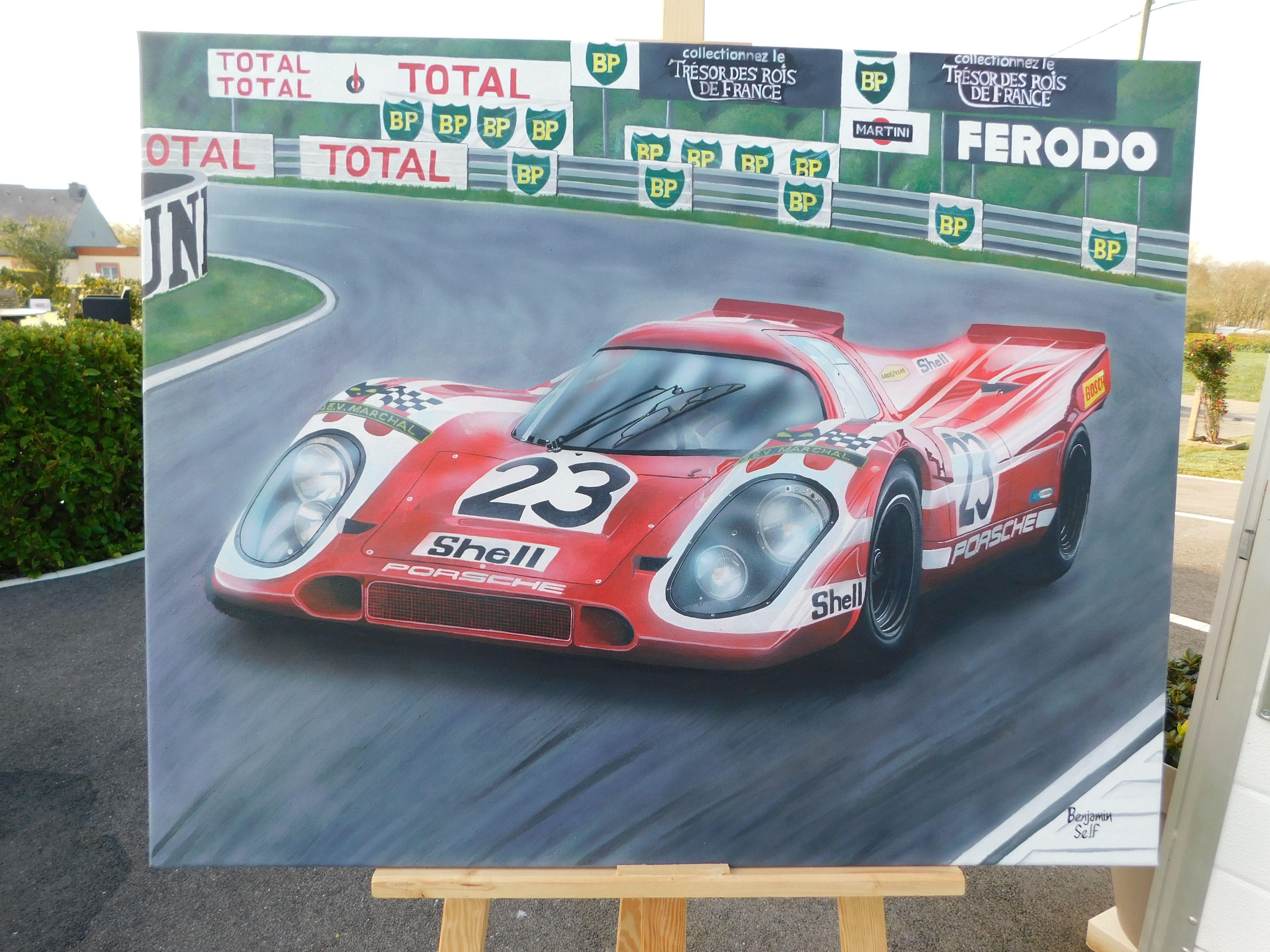 Porsche 917K Salzburg, Gemälde, Acryl auf Leinwand (Fotorealismus), Painting, von Benjamin Self