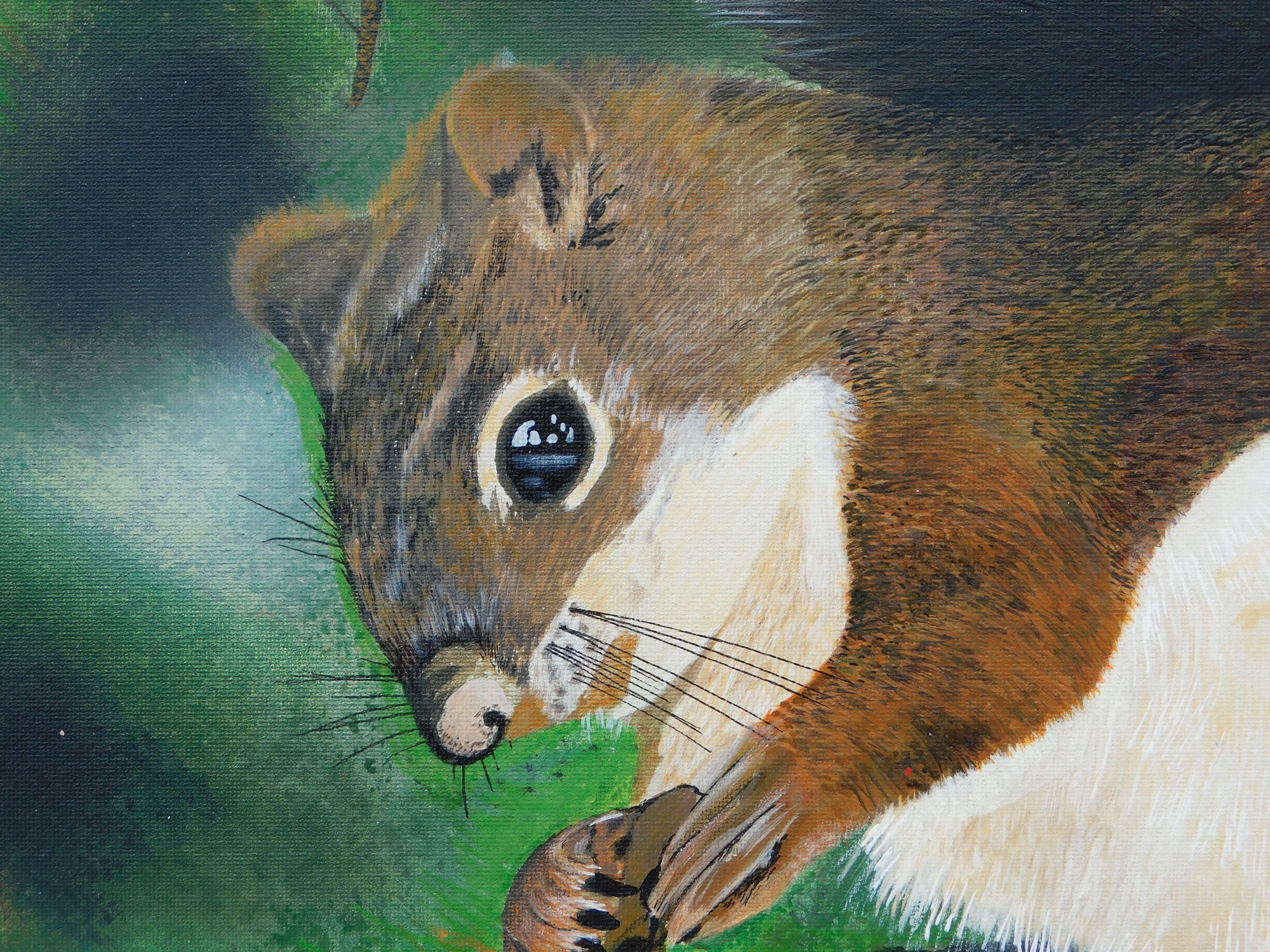 Red Squirrel, Painting, Acrylic on Canvas For Sale 2