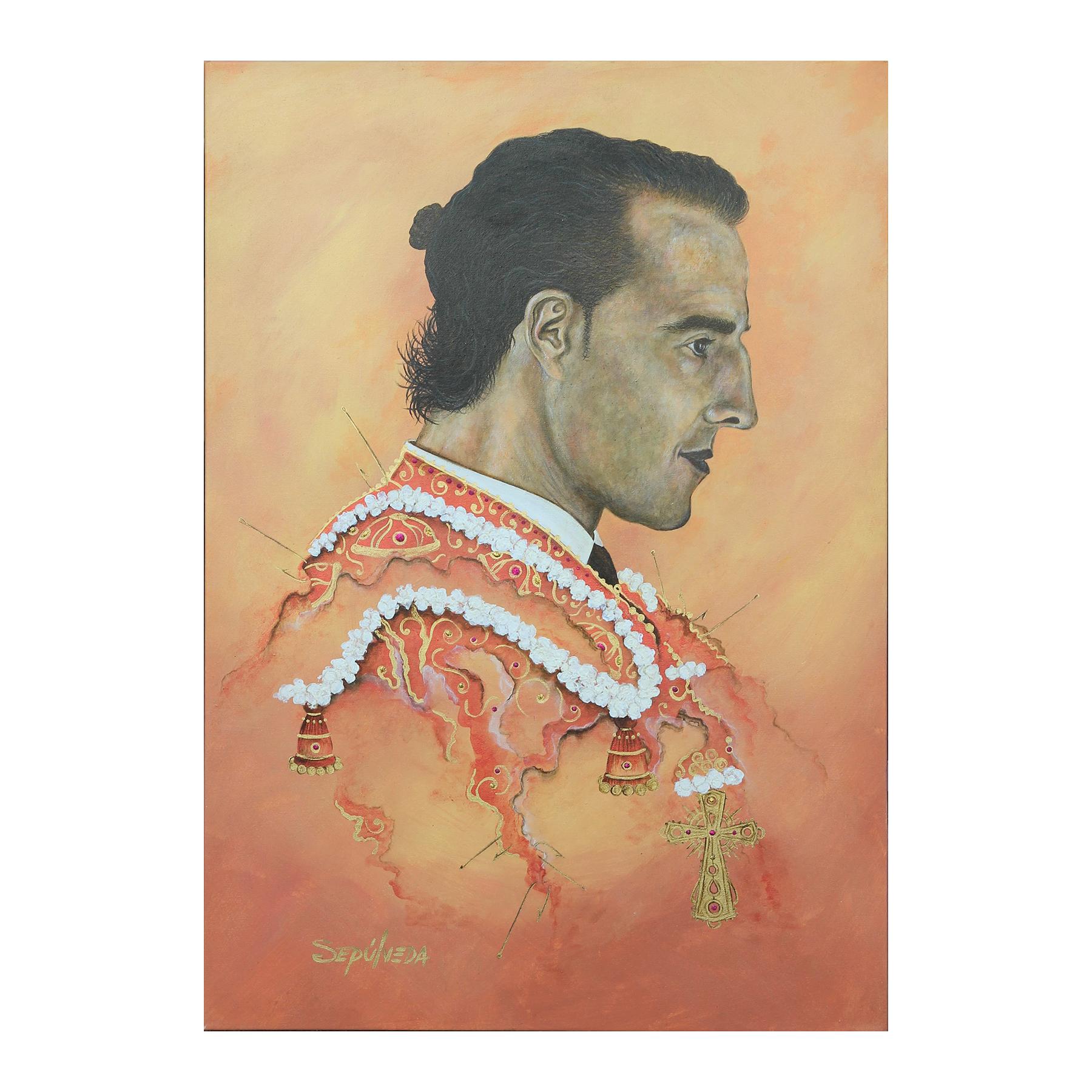 Benjamin Sepulveda Portrait Painting - "Fandino" Colorful Modern Spanish Matador Iván Fandiño Portrait