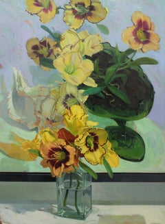 Used Day Lilies with Day Lily Painting