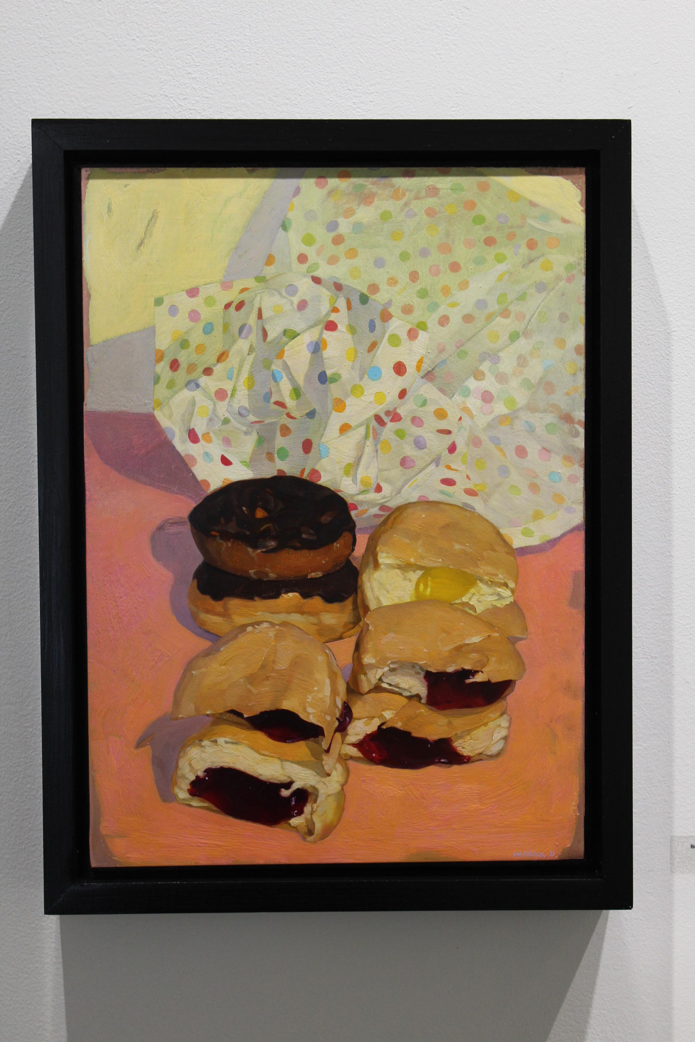 Donuts on Pink - Painting by Benjamin Shamback