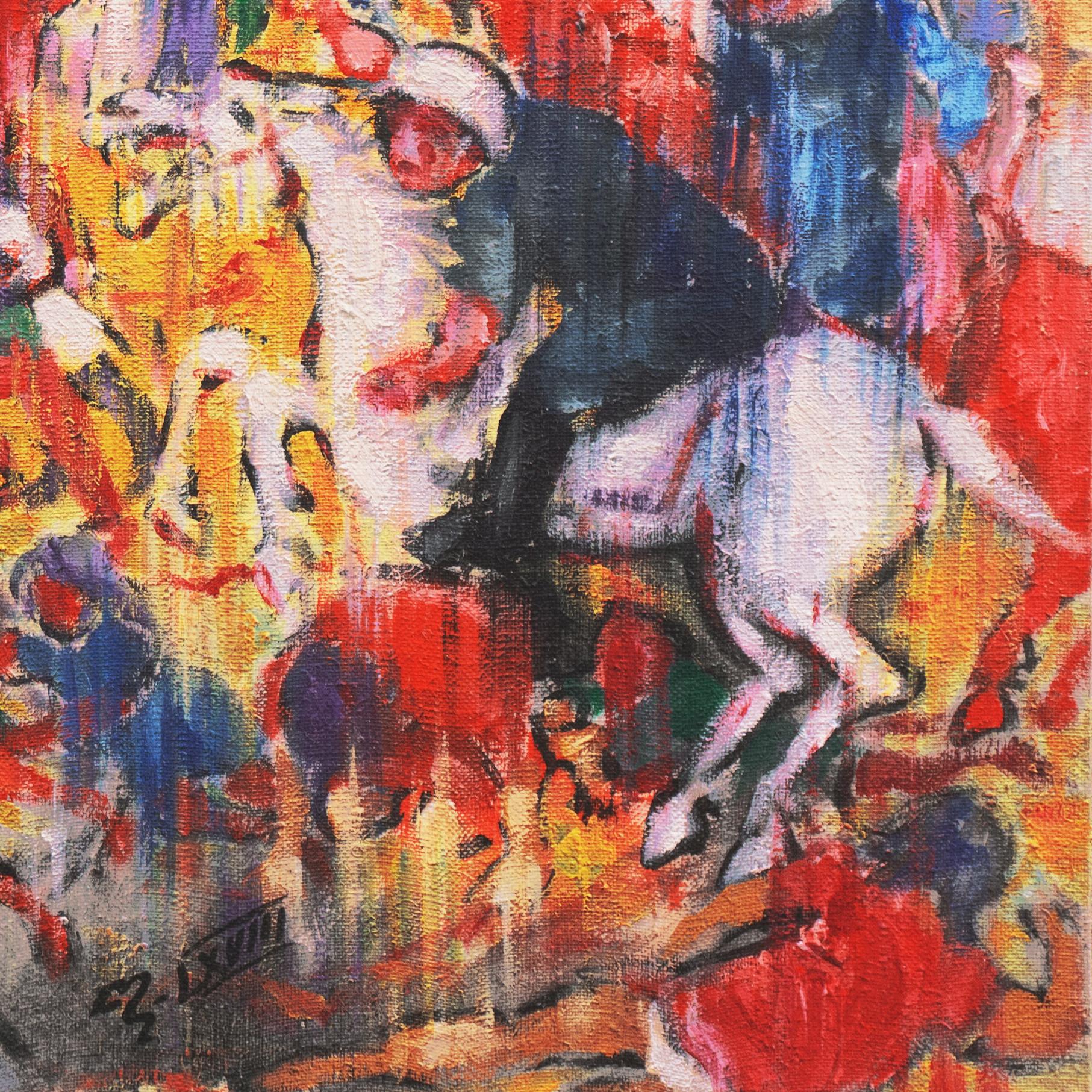 'Massacre of  Tlatelolco', Plaza de las Tres Culturas, Mexican Olympics, Rio MAM - Expressionist Painting by Benjamin Silva