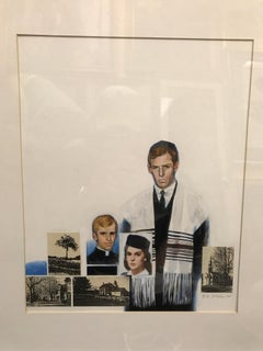 Portrait avec motifs religieux et architecturaux