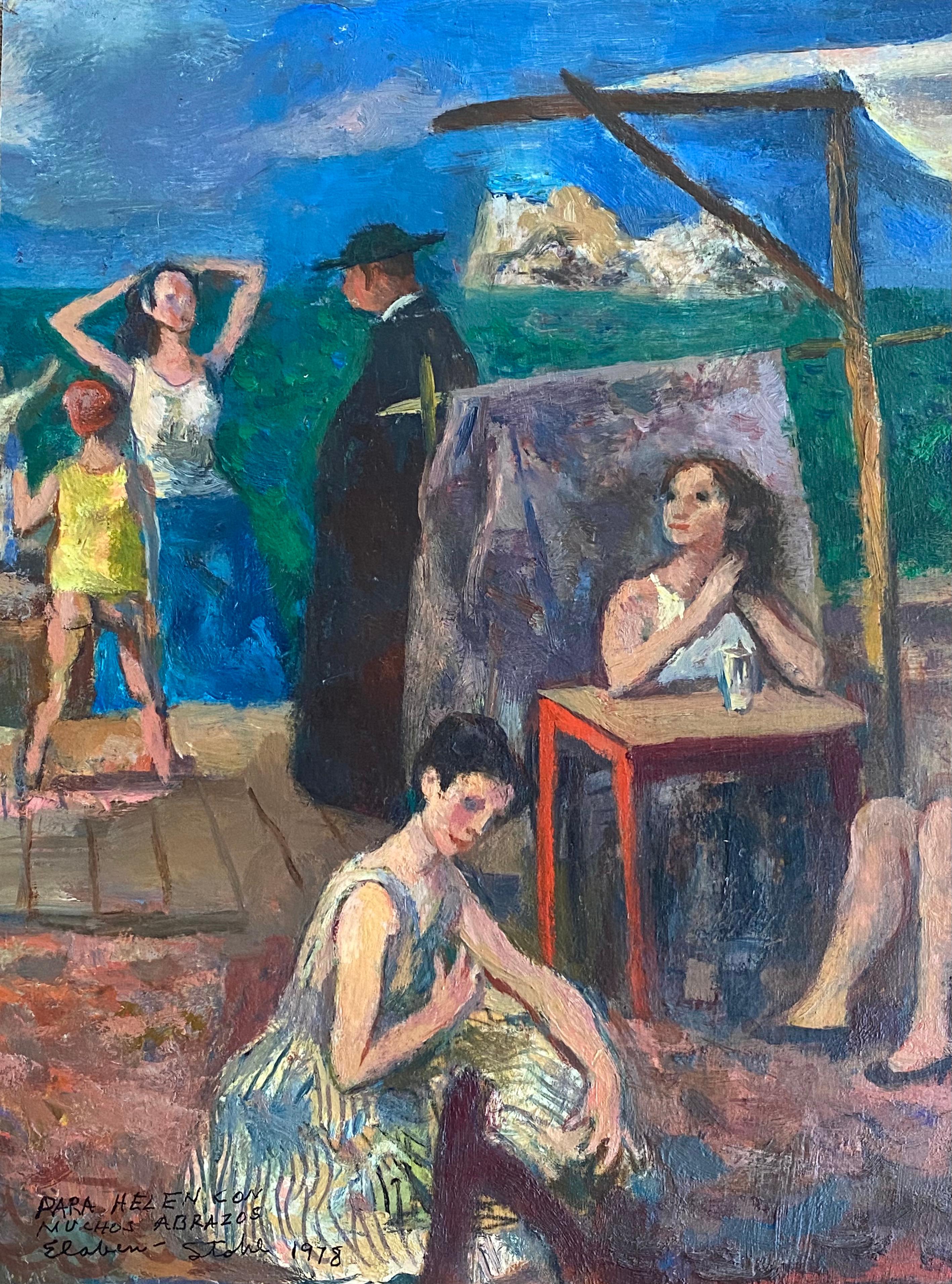 Benjamin Stahl Figurative Painting - “Spanish Beach Scene”