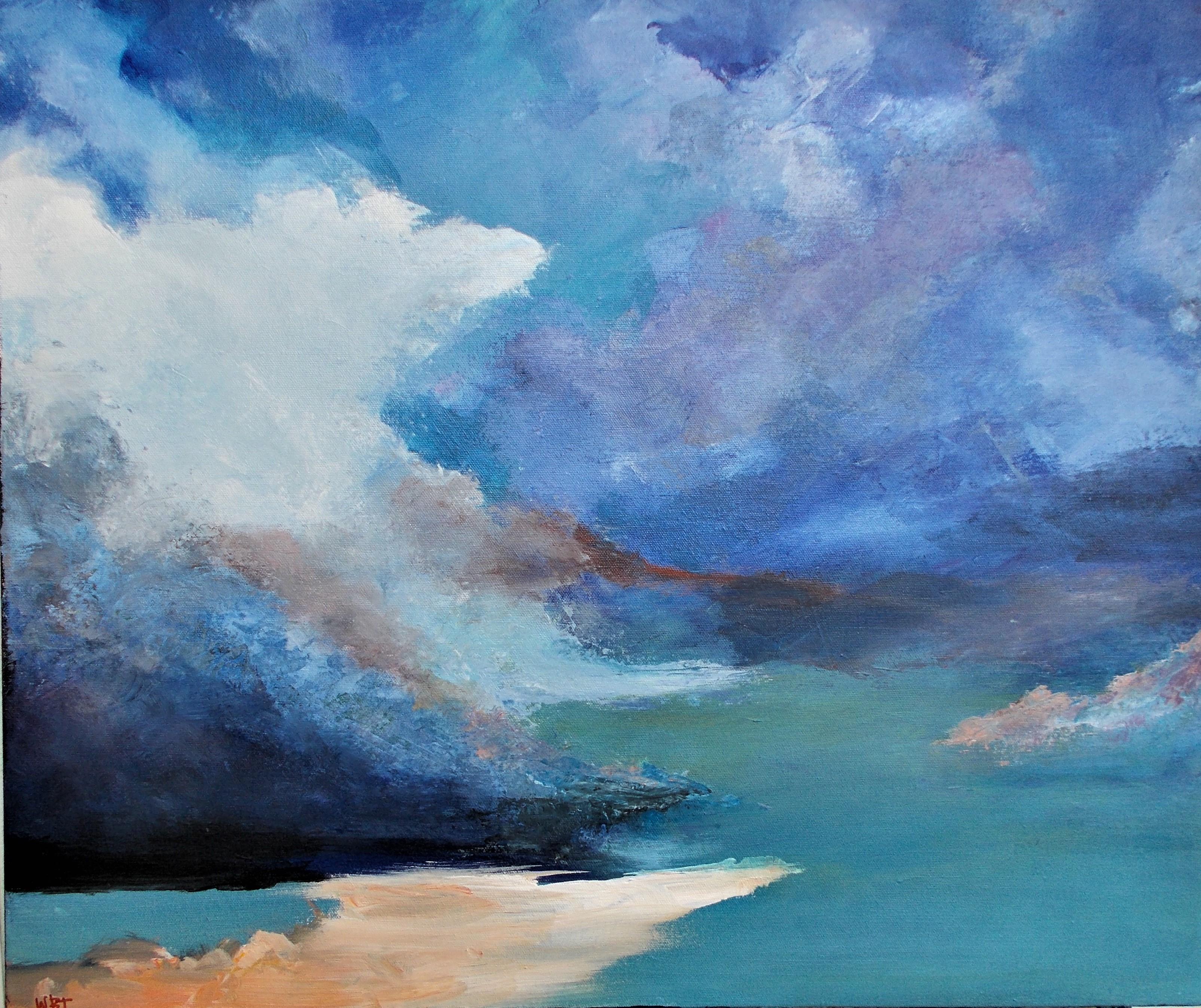 <p>Artist Comments<br>Artist Benjamin Thomas portrays a luminous horizon where loose brushstrokes and blurred outlines create a sense of ambiguity. The nuances of blues create depth and intrigue, making the composition captivating and