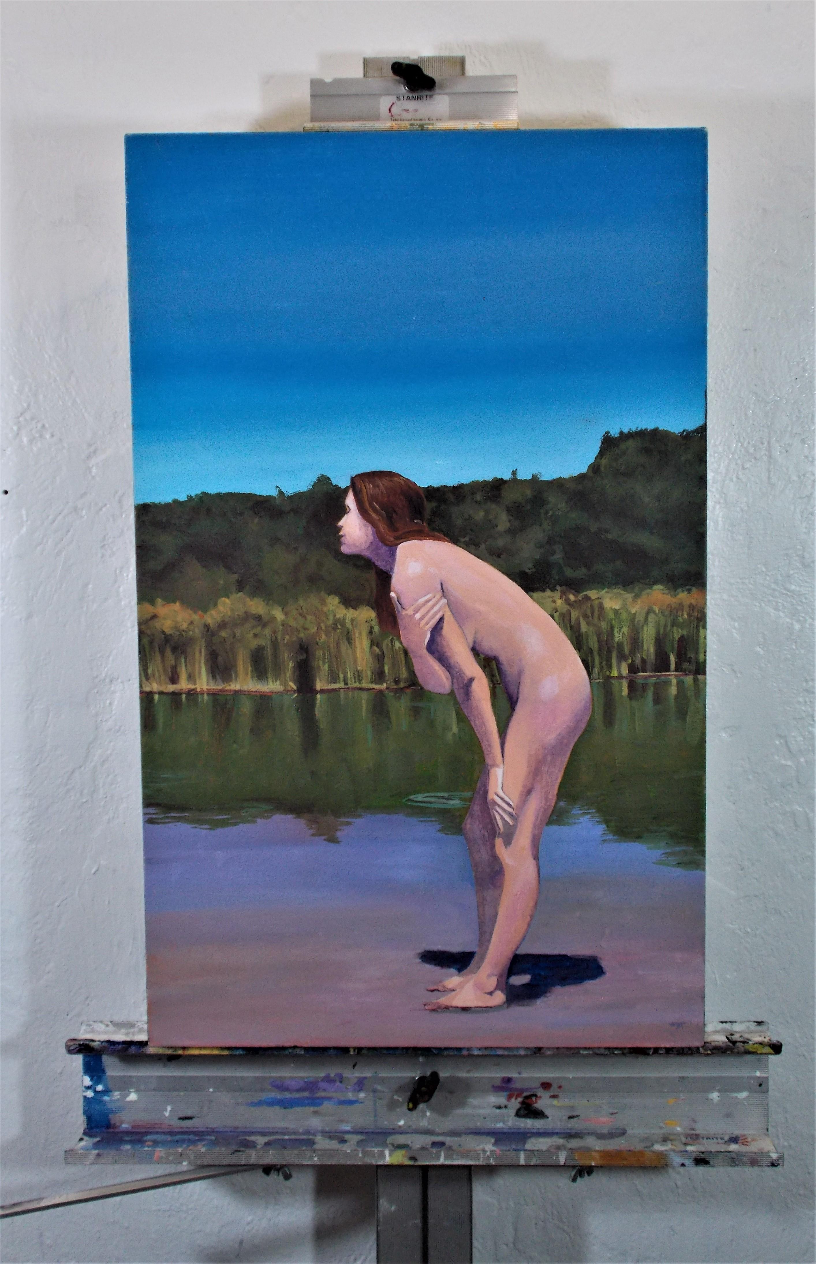 Indian Summer, Original Painting - Blue Nude Painting by Benjamin  Thomas