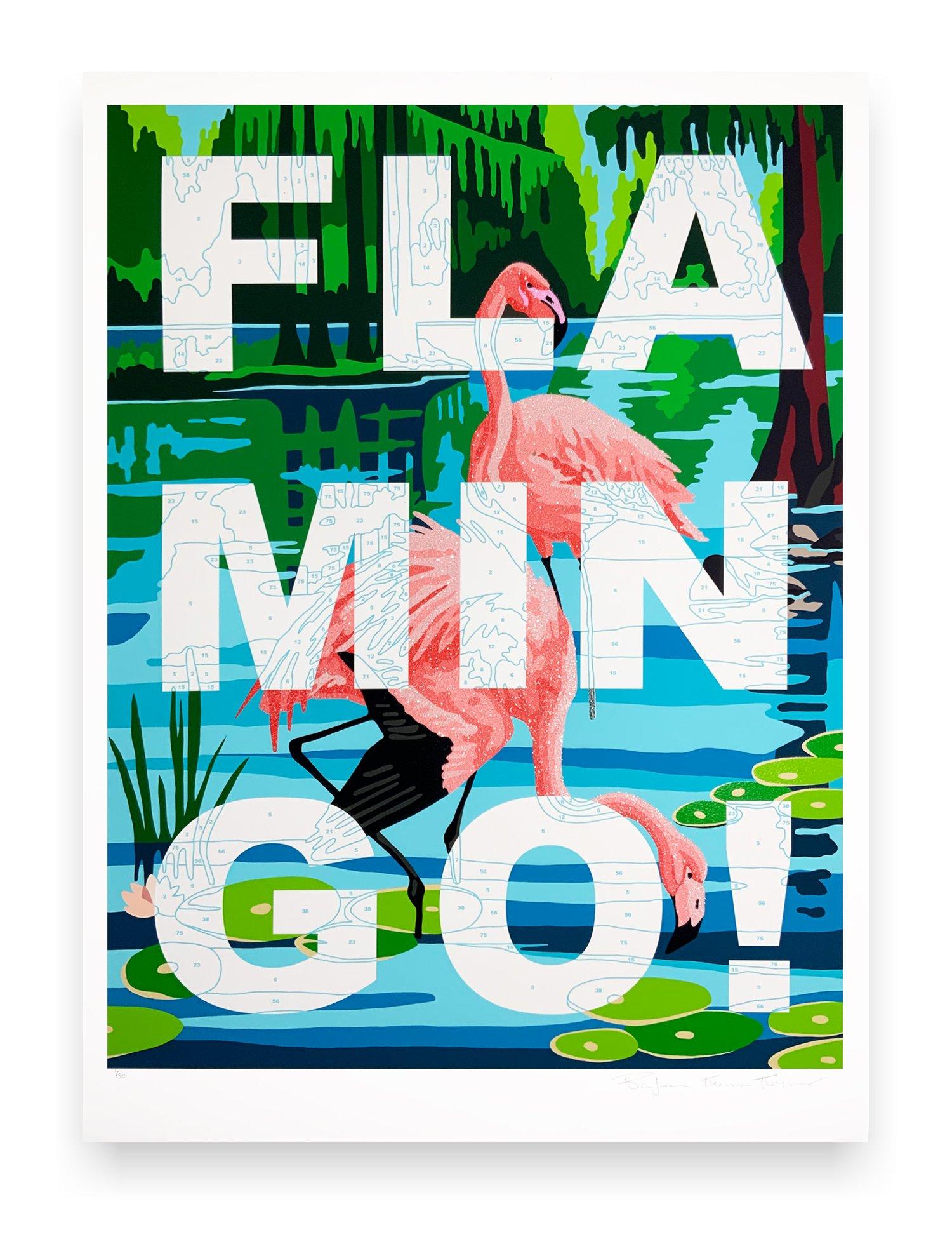 ¡Flamenco! 2, Impresión artística, Impresión animal, Paisaje, Flamenco - Print Contemporáneo de Benjamin Thomas Taylor