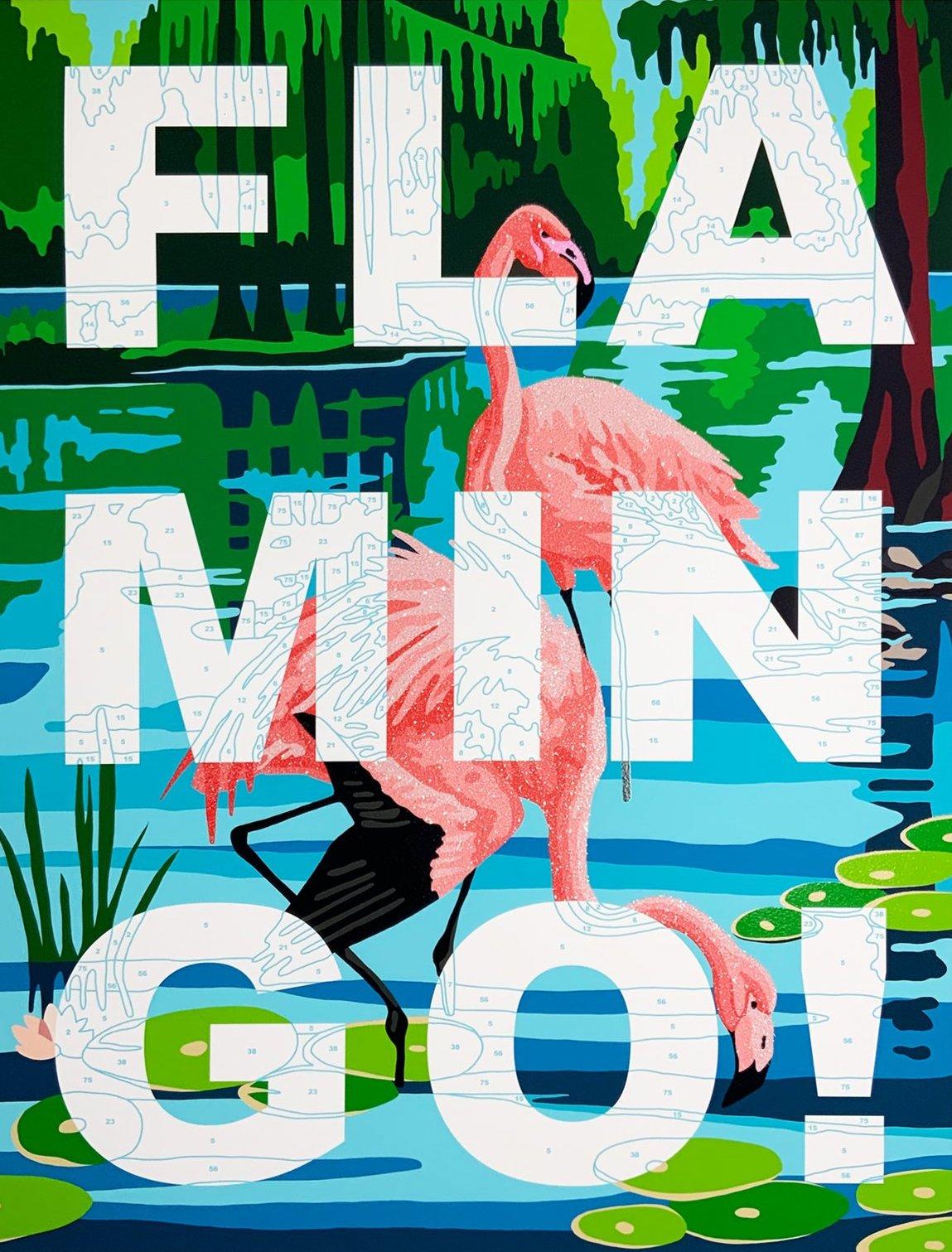 Flamingo! 2, Kunstdruck, Tierdruck, Landschaft, Flamingo