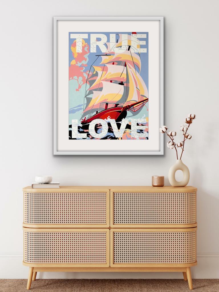 True Love, Pop Art, Sailing Art, Coastal Art, Seascape Art, Painting by Numbers  - Print by Benjamin Thomas Taylor