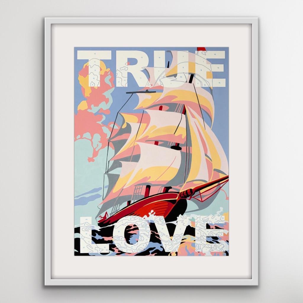 True Love, Pop Art, Sailing Art, Coastal Art, Seascape Art, Painting by Numbers  - Beige Interior Print by Benjamin Thomas Taylor