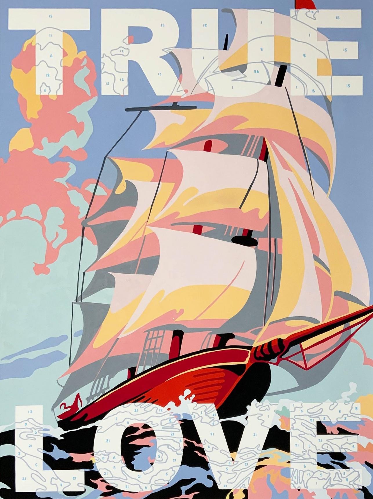 Amor verdadero, arte pop, arte marinero, arte costero, arte marino, pintura con números