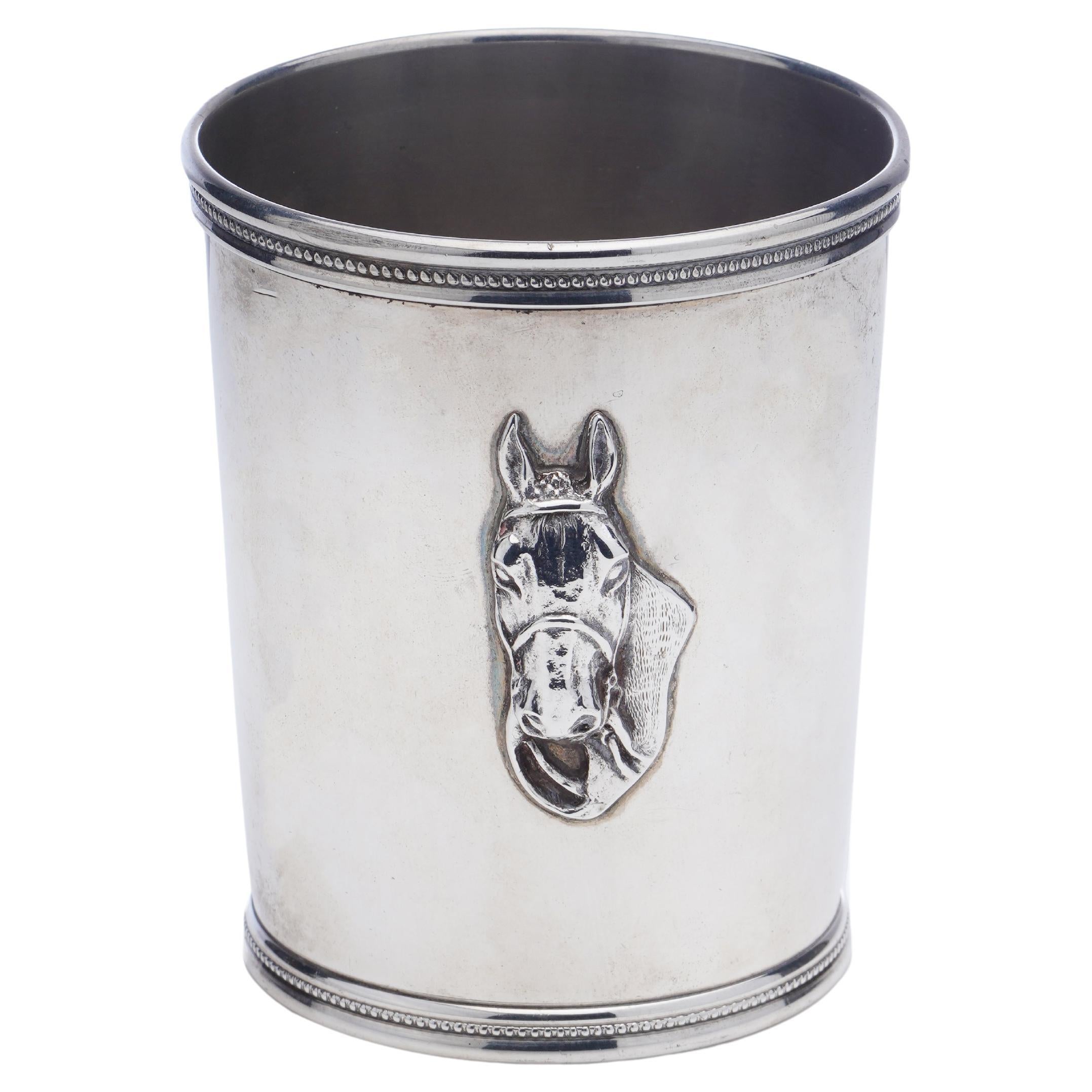 Benjamin Trees Silver Mint Julep Cup Beaker with Embossed Horse's Head