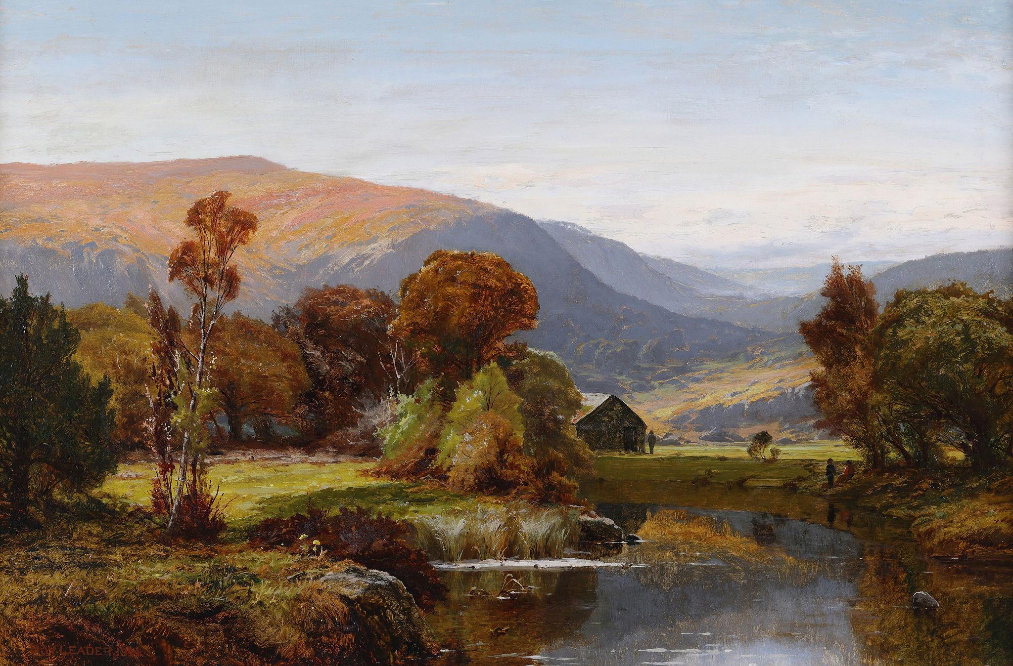 At Capel Curig, North Wales  - Victorian Painting by Benjamin W Leader