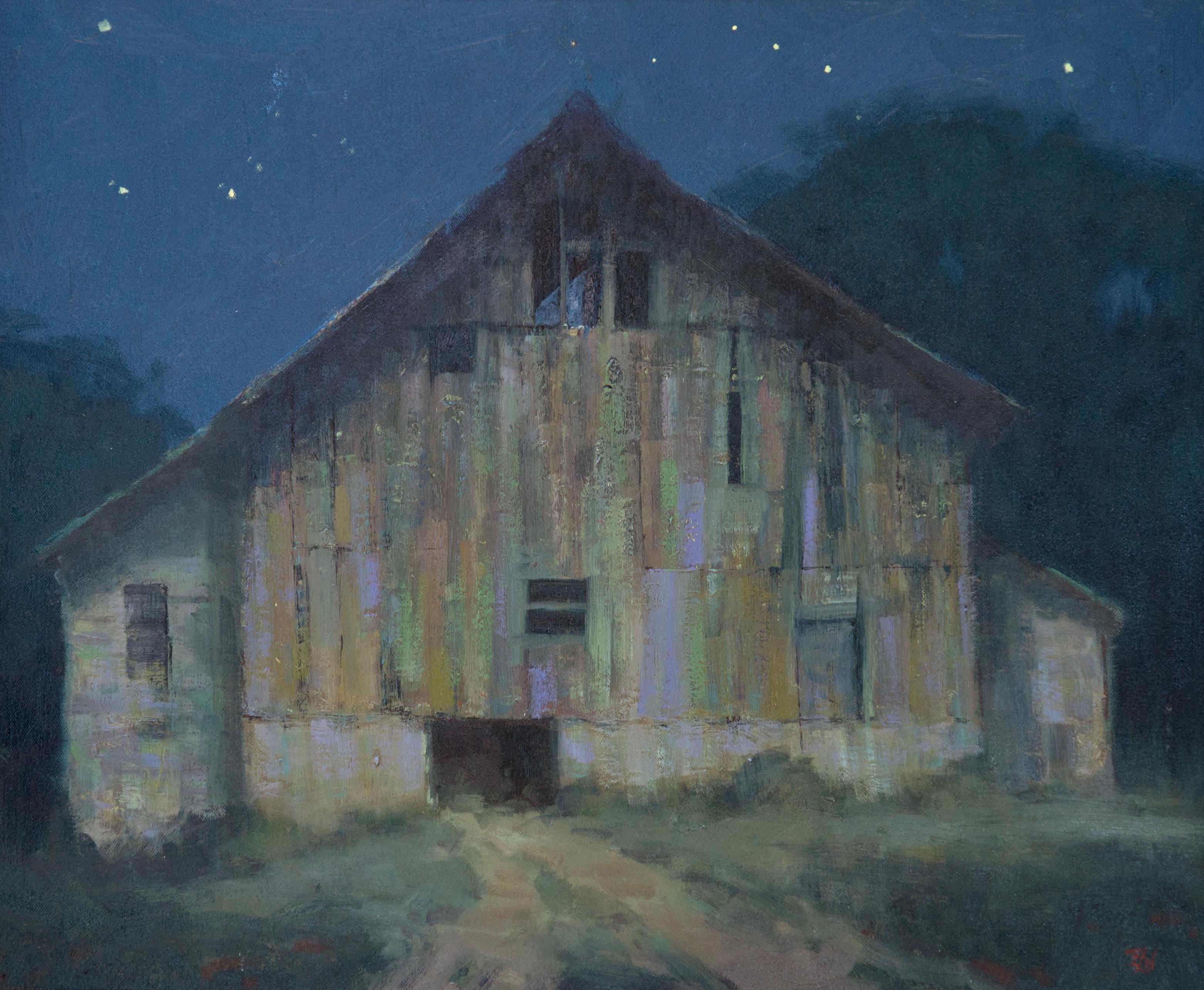 Mittsommer bei Mondschein – Painting von Benjamin Walter