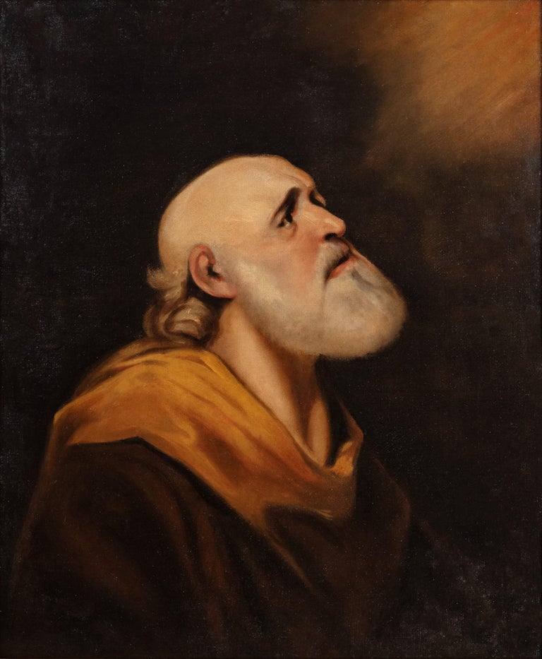 Portrait of a man, as St. Peter - Painting by Benjamin West