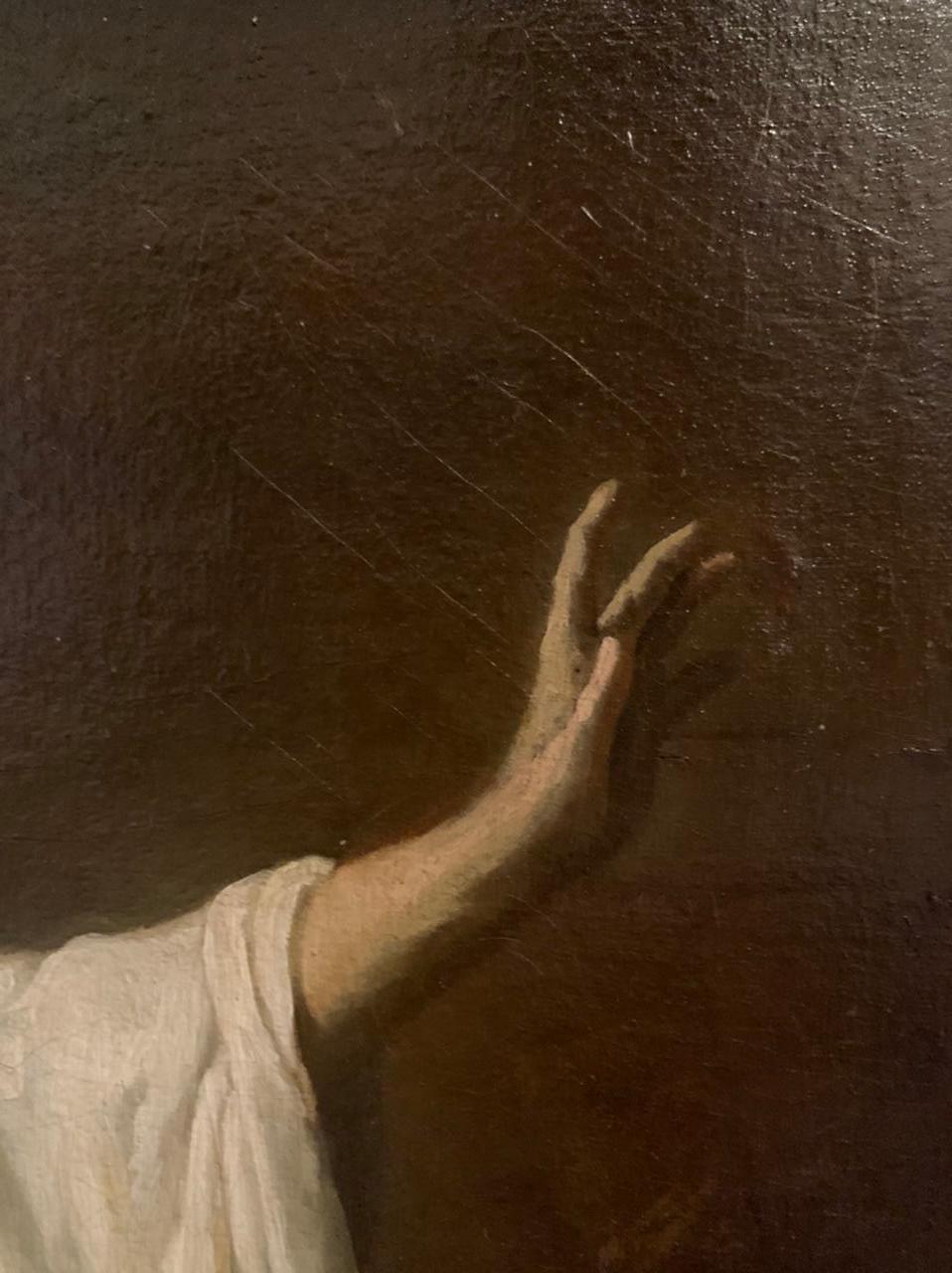 Huile sur toile de l'école Benjamin West « Saul évoquant l'ombre de Samuel » - 18e en vente 2