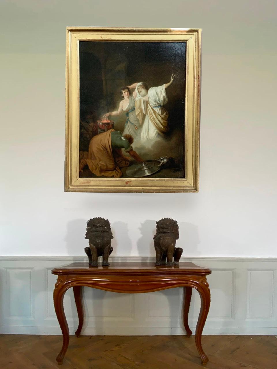 Huile sur toile de l'école Benjamin West « Saul évoquant l'ombre de Samuel » - 18e en vente 7