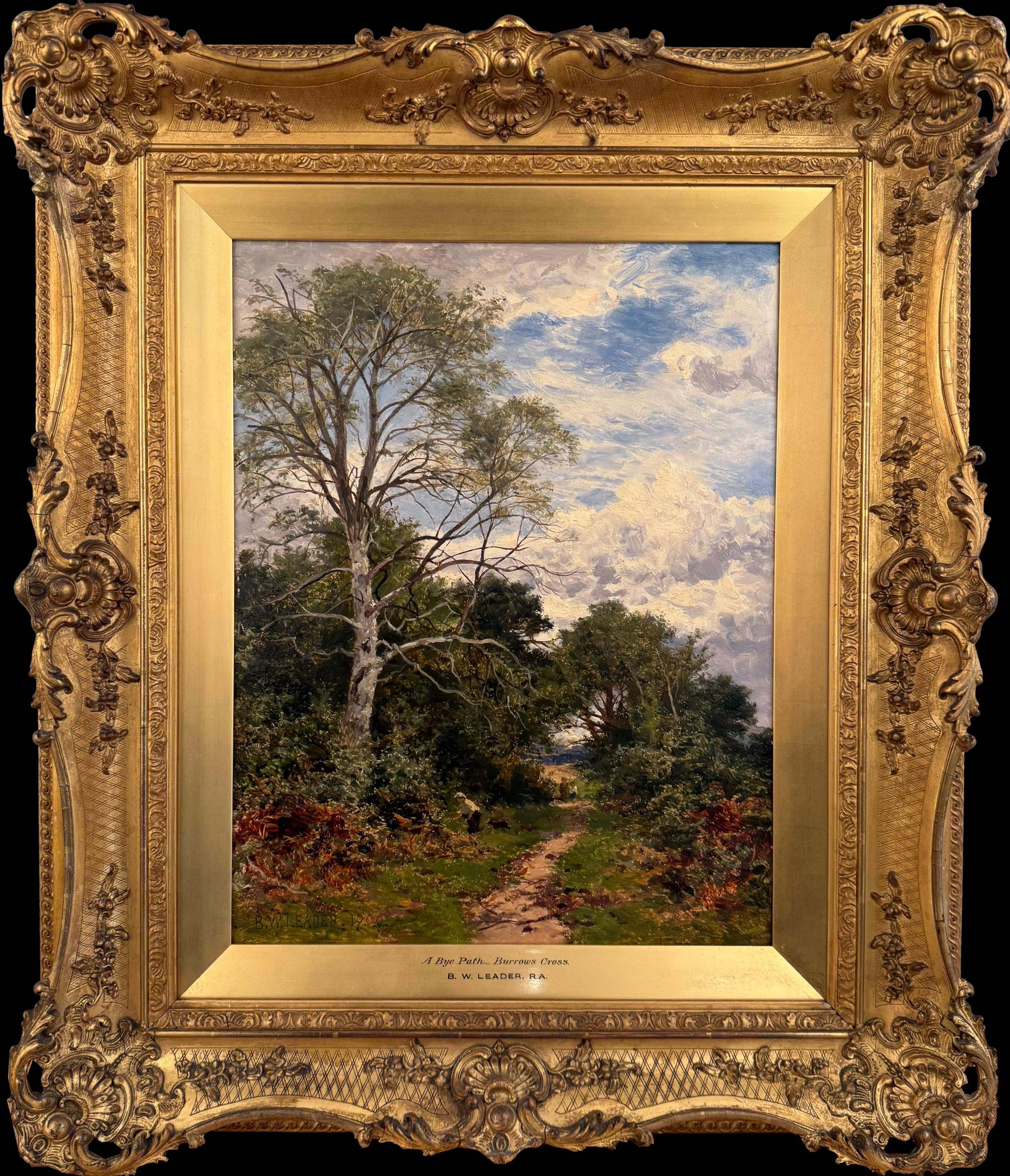 Landscape Painting Benjamin Williams Leader - Peinture à l'huile de Burrows Cross, époque victorienne, signée 1909, encadrée