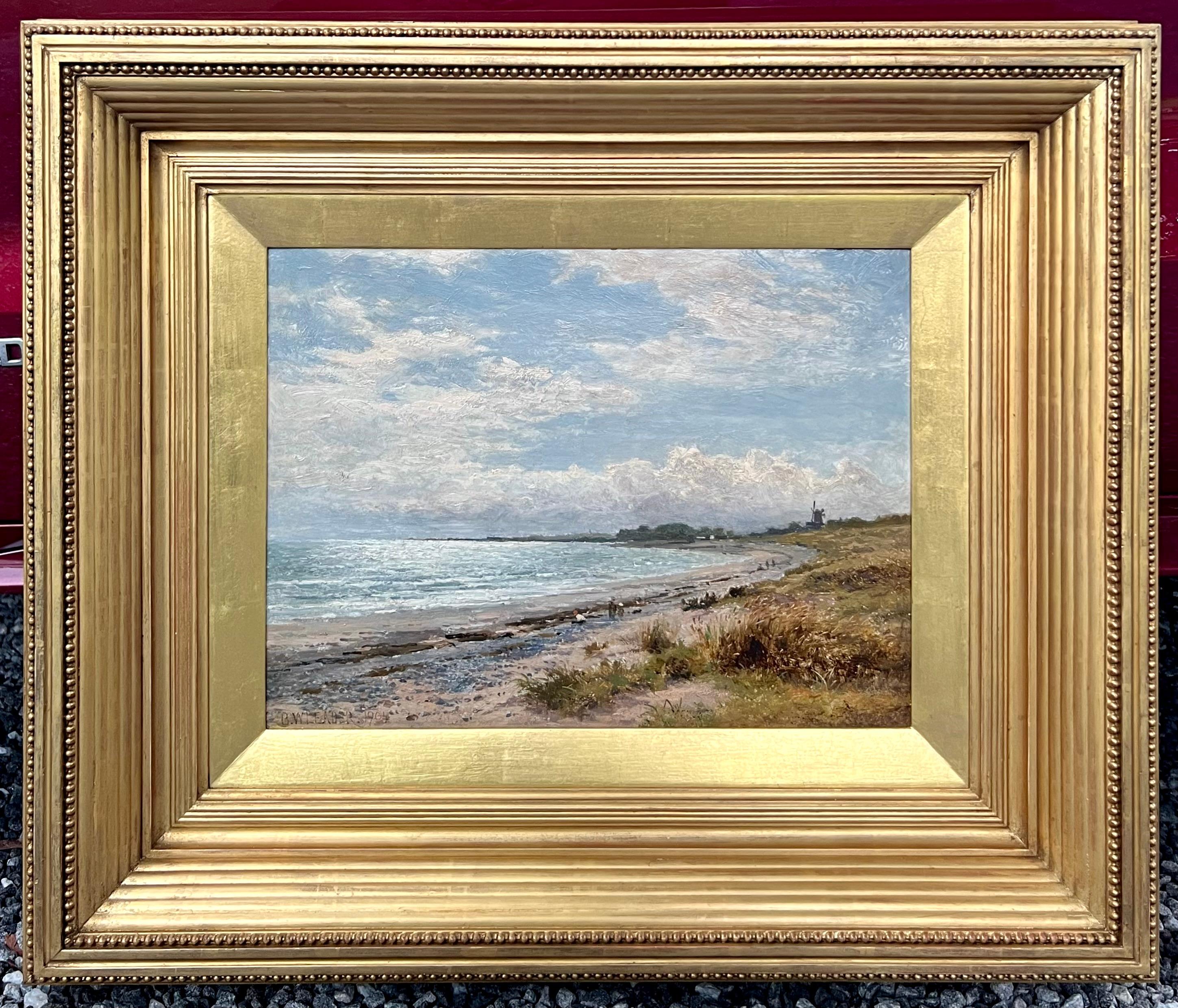 Una vista sulla costa - Landscape Painting Marrone di Benjamin Williams Leader