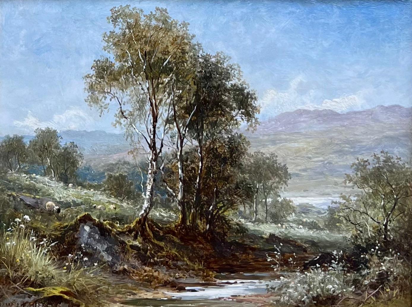 Un matin brumeux sur les collines galloises - Marron Landscape Painting par Benjamin Williams Leader