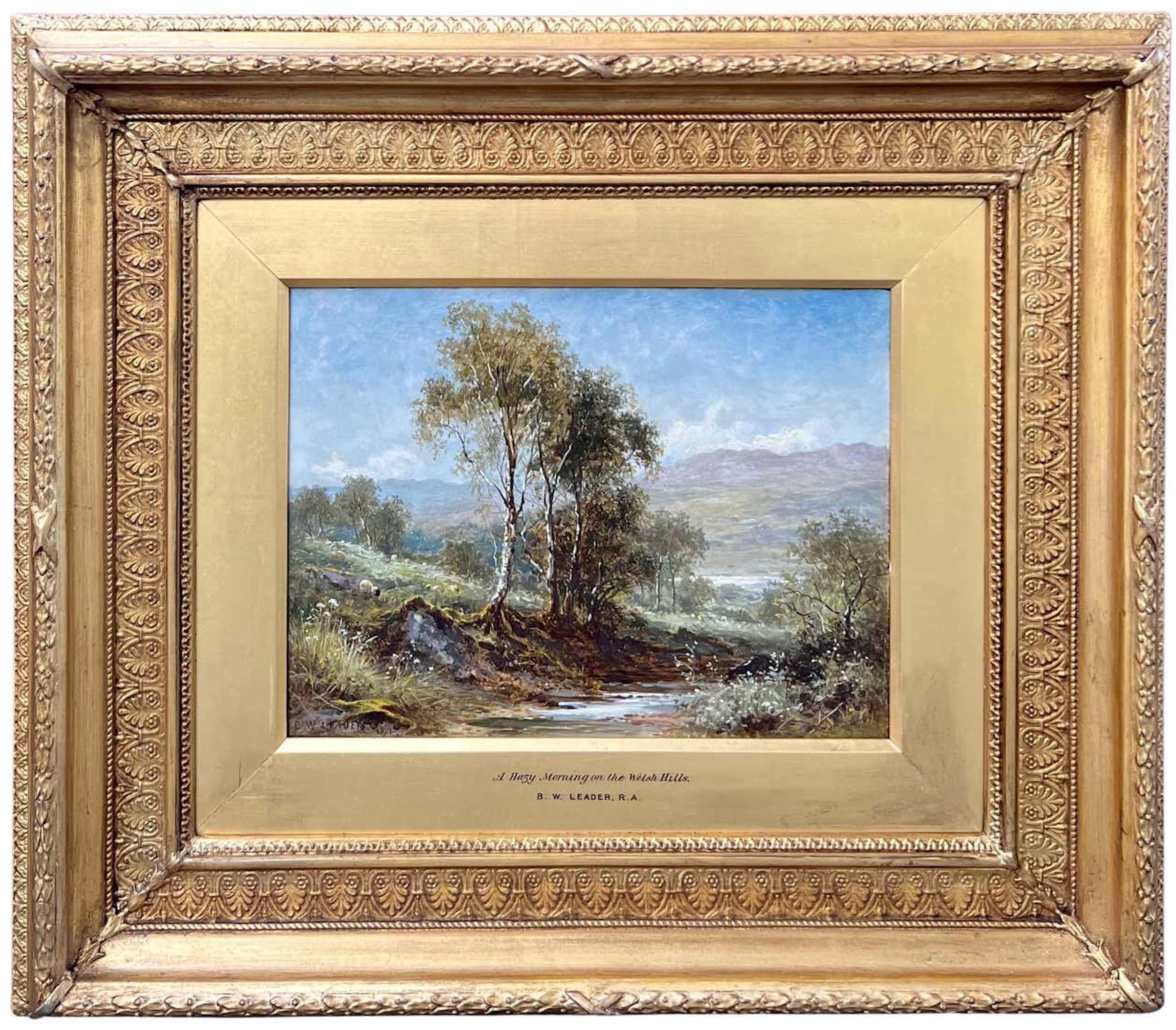 Landscape Painting Benjamin Williams Leader - Un matin brumeux sur les collines galloises