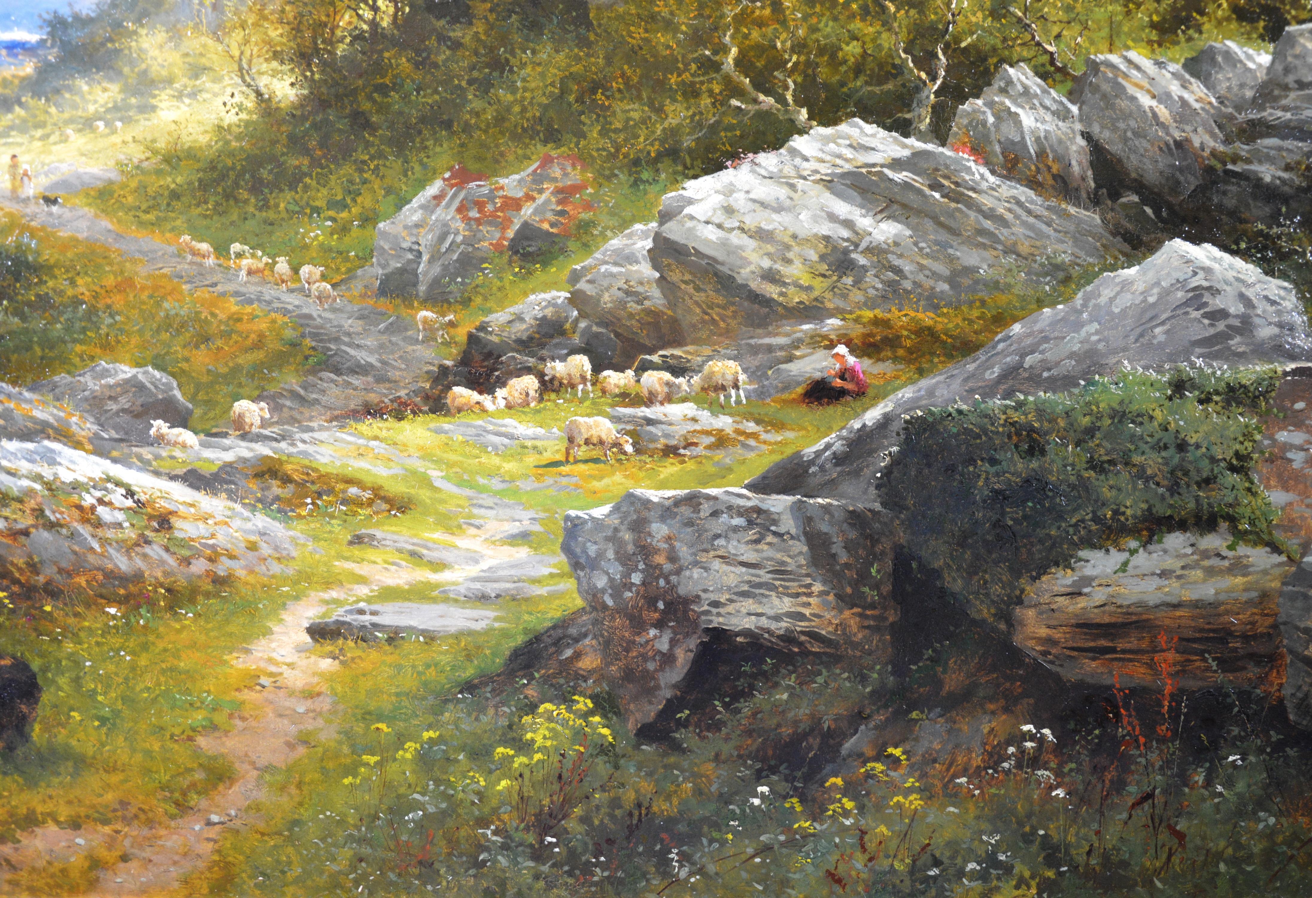 A Welsh Hillside Path - Huge 19th Century Royal Academy Oil Painting 1867 6