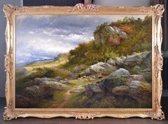 A Welsh Hillside Path - Huge 19th Century Royal Academy Oil Painting 1867