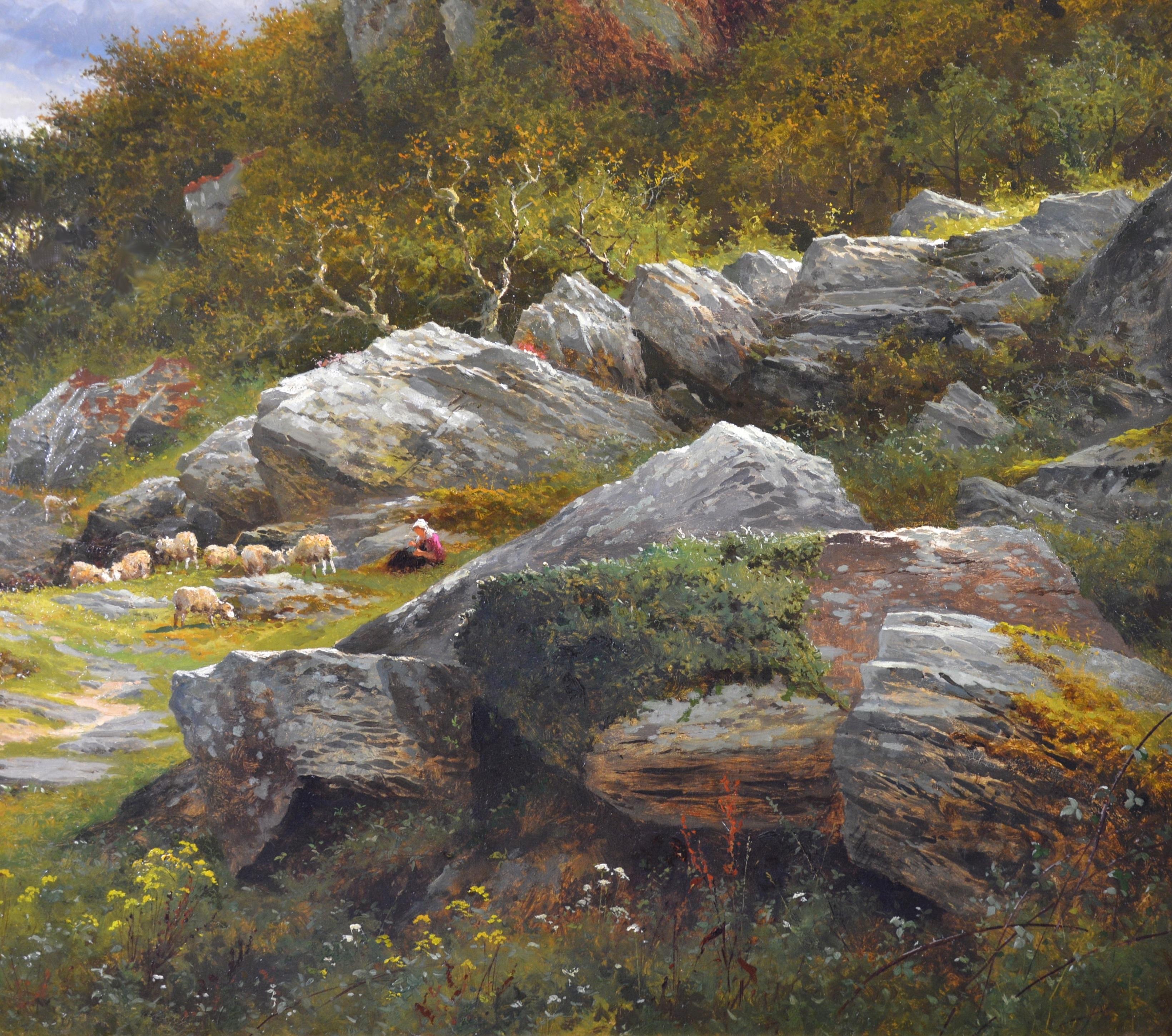 A Welsh Hillside Path - Huge 19th Century Royal Academy Oil Painting 1867 3