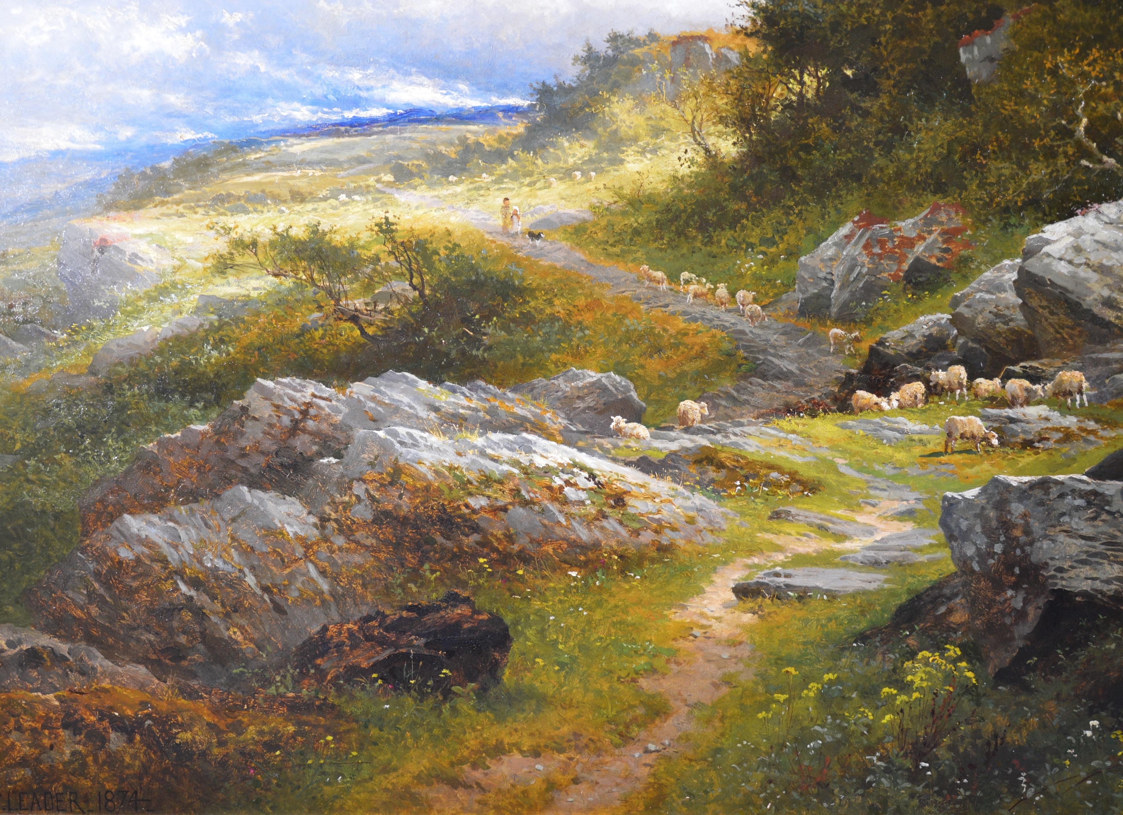A Welsh Hillside Path - Huge 19th Century Royal Academy Oil Painting 1867 4