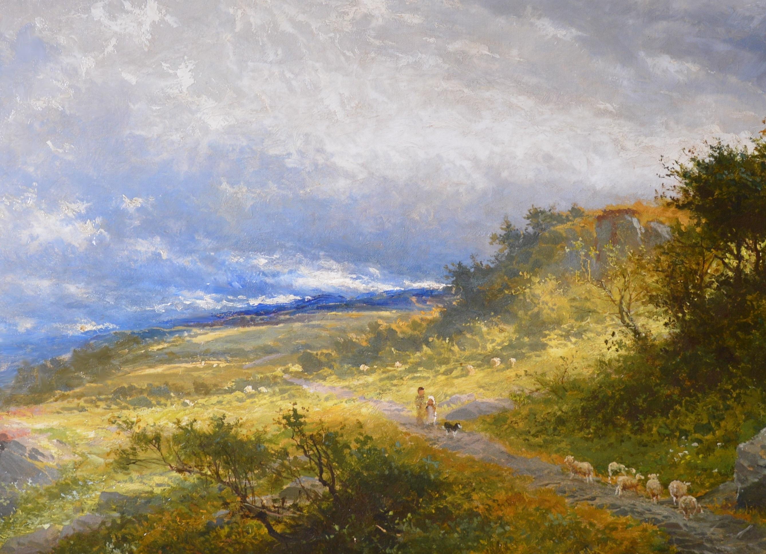 A Welsh Hillside Path - Huge 19th Century Royal Academy Oil Painting 1867 5