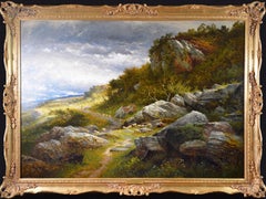 A Welsh Hillside Path - Huge 19th Century Royal Academy Oil Painting 1867