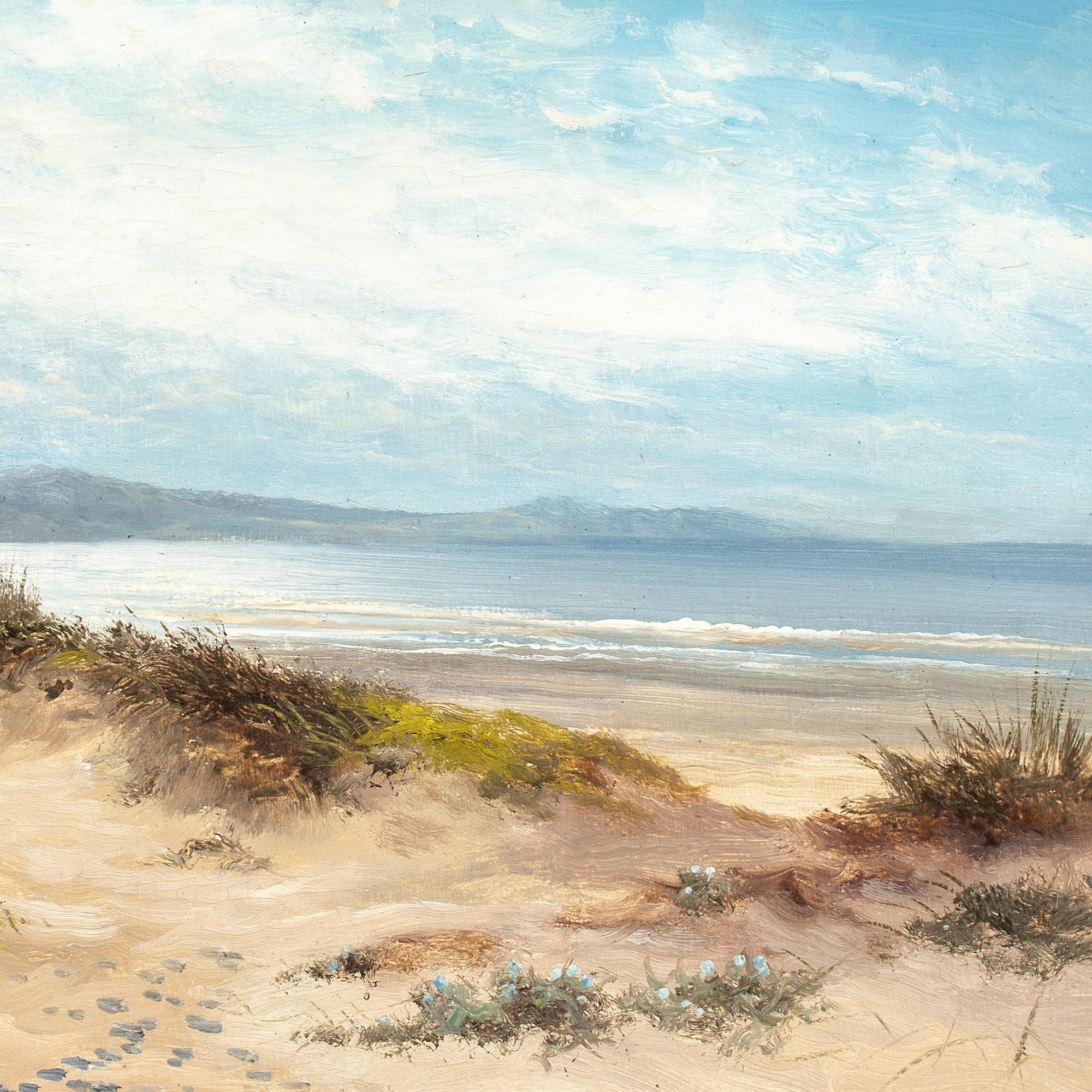 Benjamin Williams Leader RA, Vista costiera con dune di sabbia, pittura ad olio antica 3