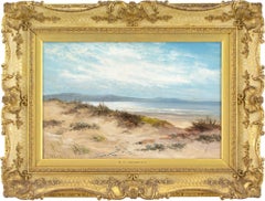 Benjamin Williams Leader RA, Vista costiera con dune di sabbia, pittura ad olio antica