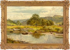 Benjamin Williams Leader RA, On the Llugwy, Pays de Galles, peinture à l'huile 
