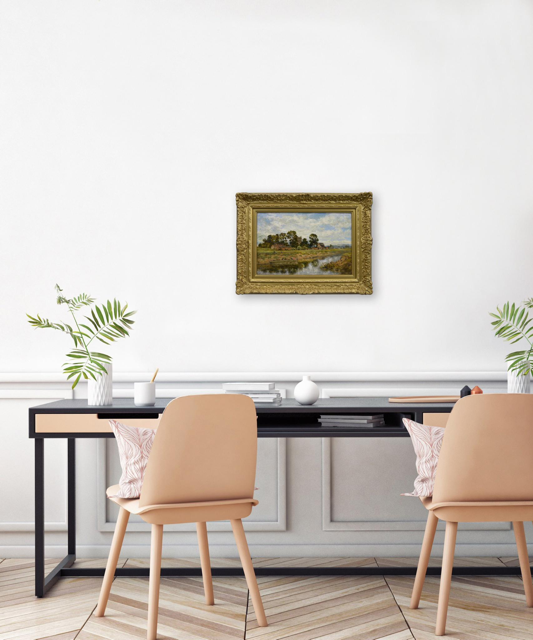 Ölgemälde einer Landschaft am Fluss Severn unterhalb von Worcester im Angebot 7