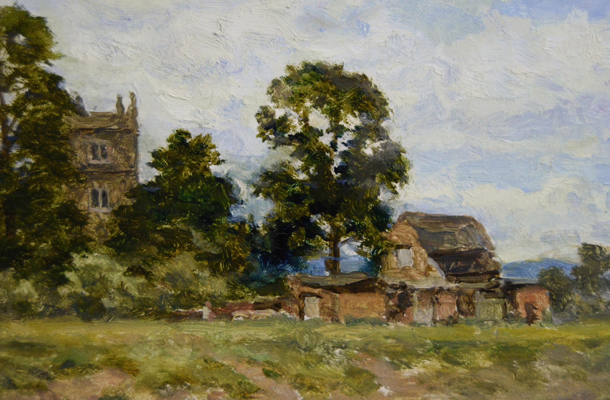 Benjamin Williams Leiter RA
britisch, (1831-1923)
Der Severn unterhalb von Worcester
Öl auf Leinwand, signiert und datiert 1920, außerdem mit Bleistift auf dem Keilrahmen bezeichnet 
Bildgröße: 11,5 Zoll x 17,5 Zoll 
Größe einschließlich Rahmen: 19