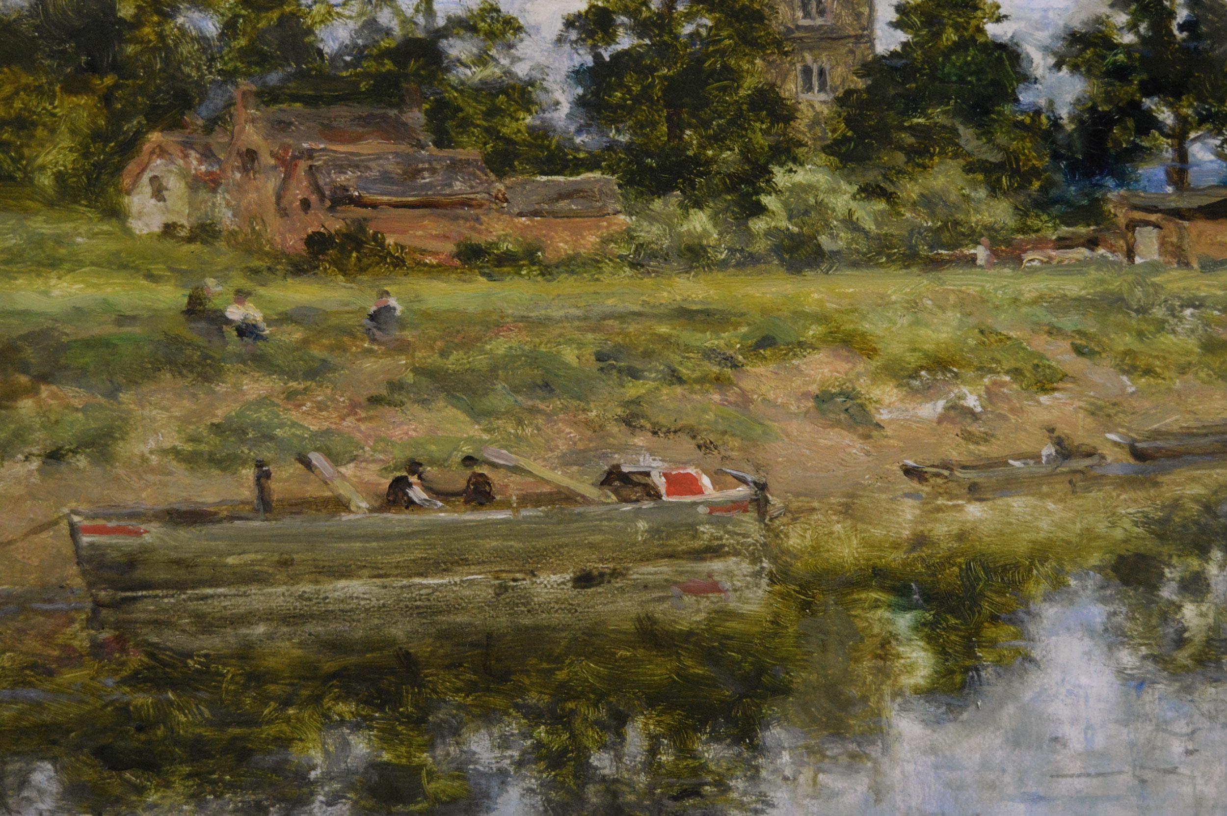 Ölgemälde einer Landschaft am Fluss Severn unterhalb von Worcester im Angebot 1