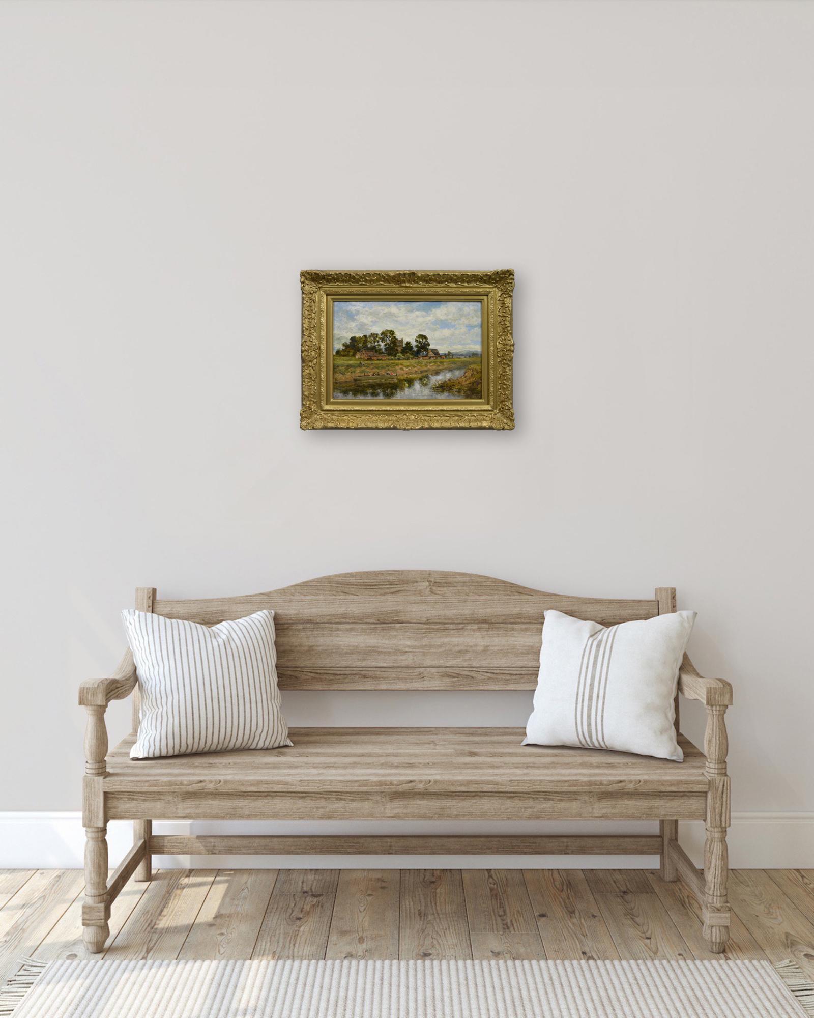 Ölgemälde einer Landschaft am Fluss Severn unterhalb von Worcester im Angebot 5