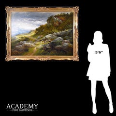 Magnifico grande dipinto a olio della Royal Academy del XIX secolo raffigurante un paesaggio gallese