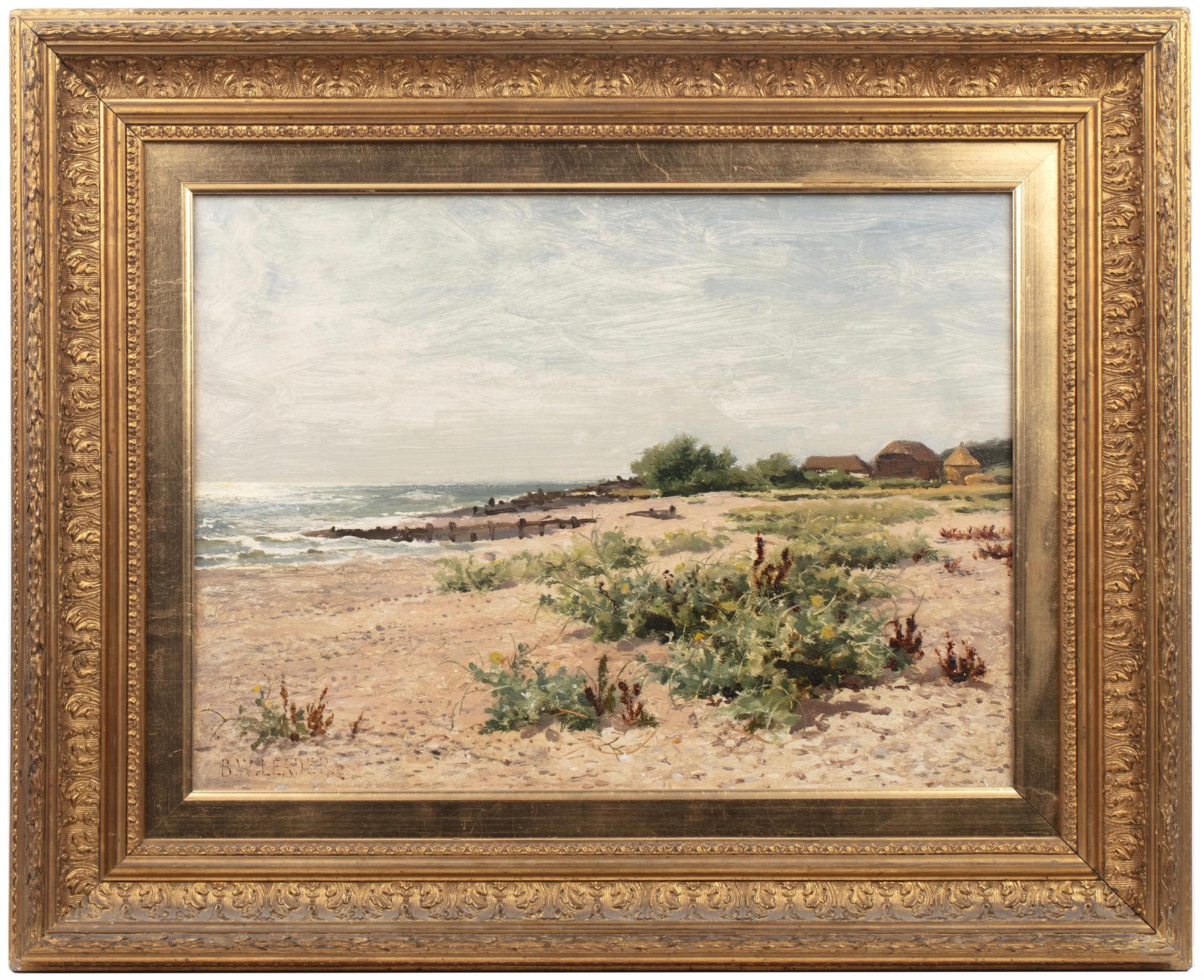 Landscape Painting di Benjamin Williams Leader - Sole mattutino con la bassa marea