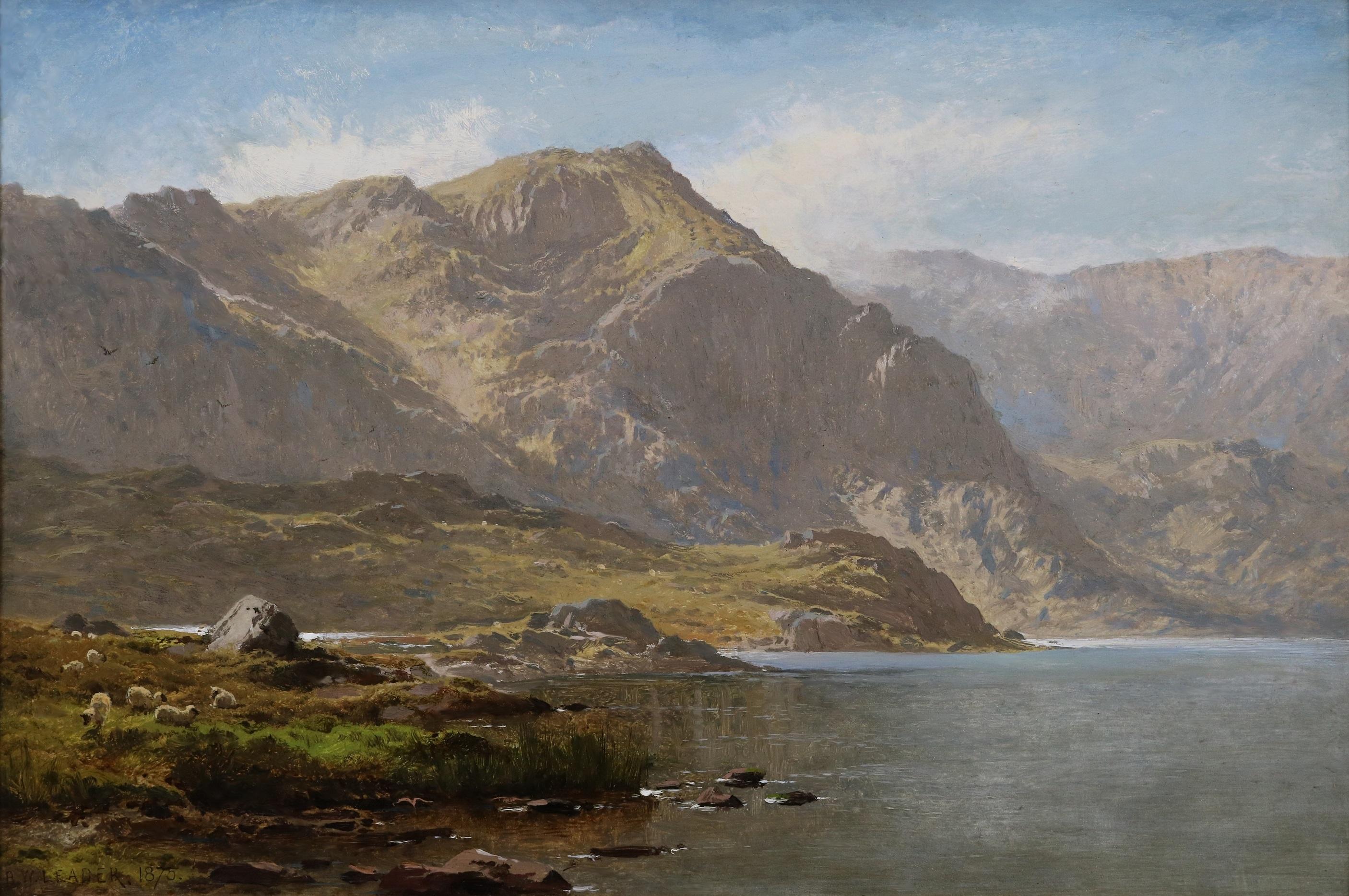The Source of the Moon - 19th Century Scottish Highlands Landscape Oil Painting - Gray Landscape Painting by Benjamin Williams Leader