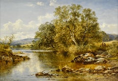 Valley landscape with crossing river - Benjamin Williams Leader - English school
