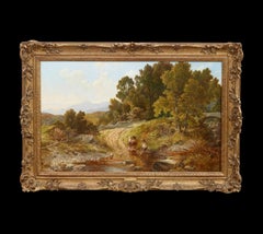 Waten im Fluss Viktorianische Landschaftsmalerei Figurativ, Englische Landschaft